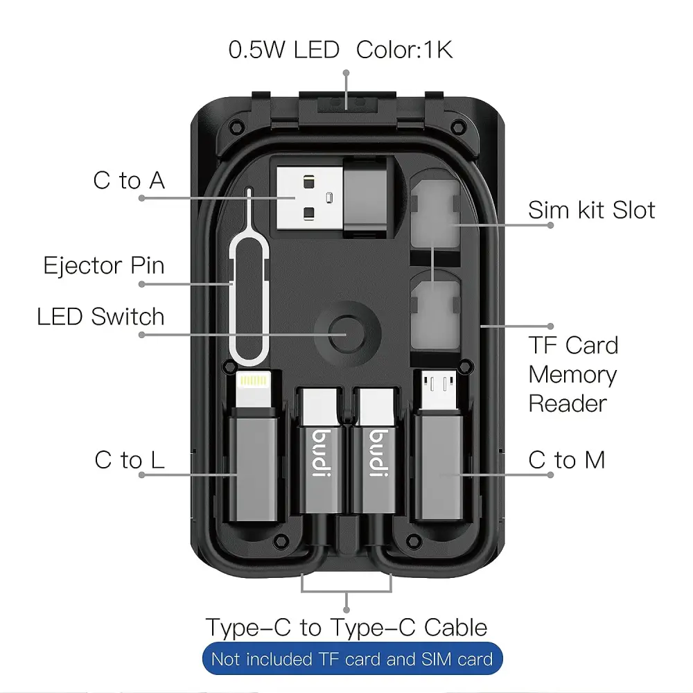 Multifunkcionalni Box Wireless Punjac Budi 15W Crni