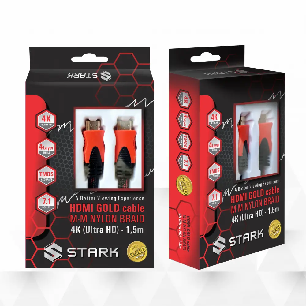 Kabl Stark HDMI M-M Pozlacen 4K Pleteni 1.5m