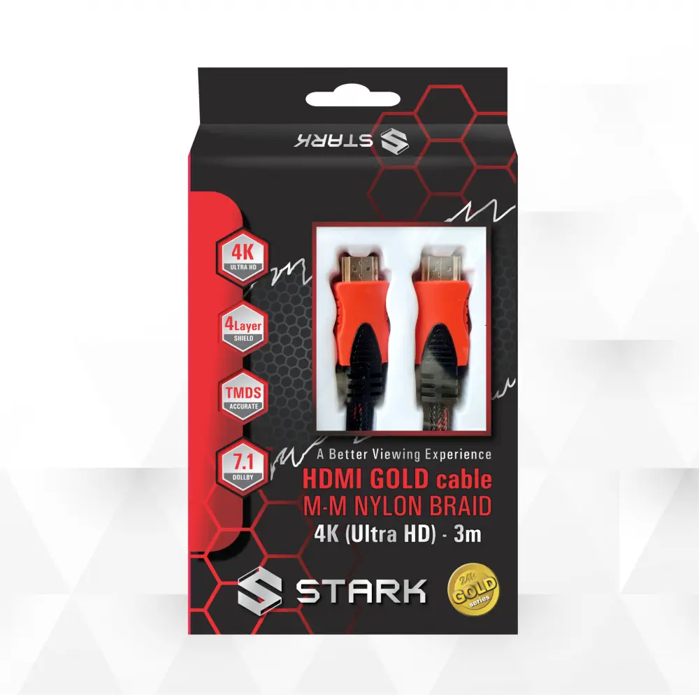 Kabl Stark HDMI M-M Pozlacen 4K Pleteni 3M