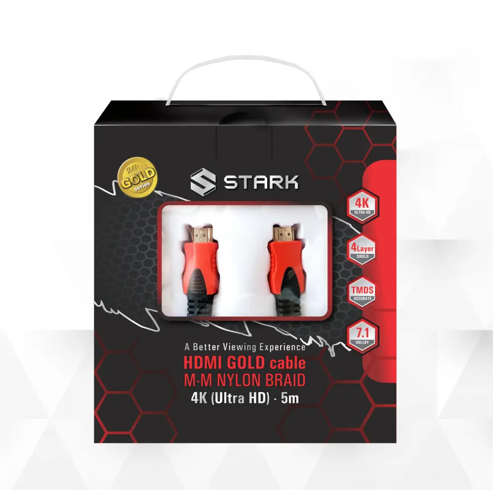 Kabl Stark HDMI M-M Pozlacen 4K Pleteni 5M