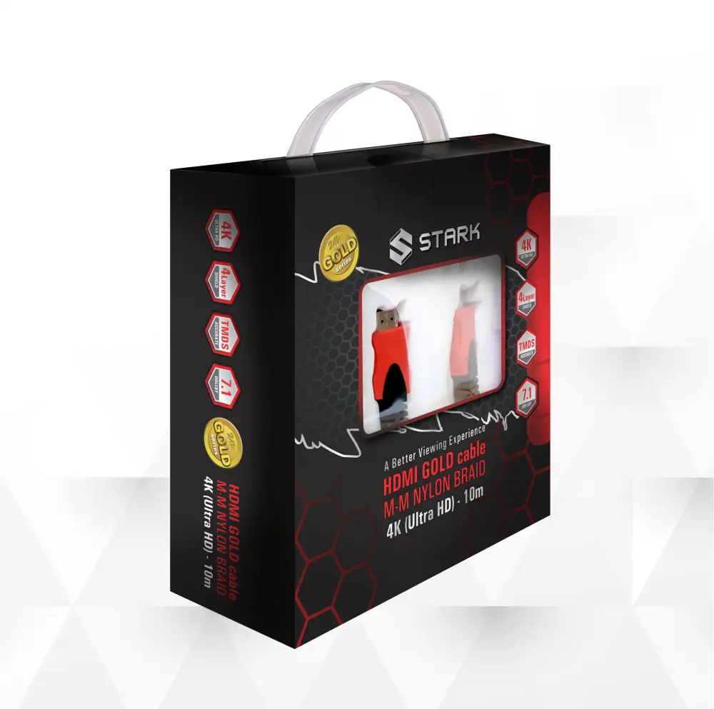 Kabl Stark HDMI M-M Pozlacen 4K Pleteni 10M