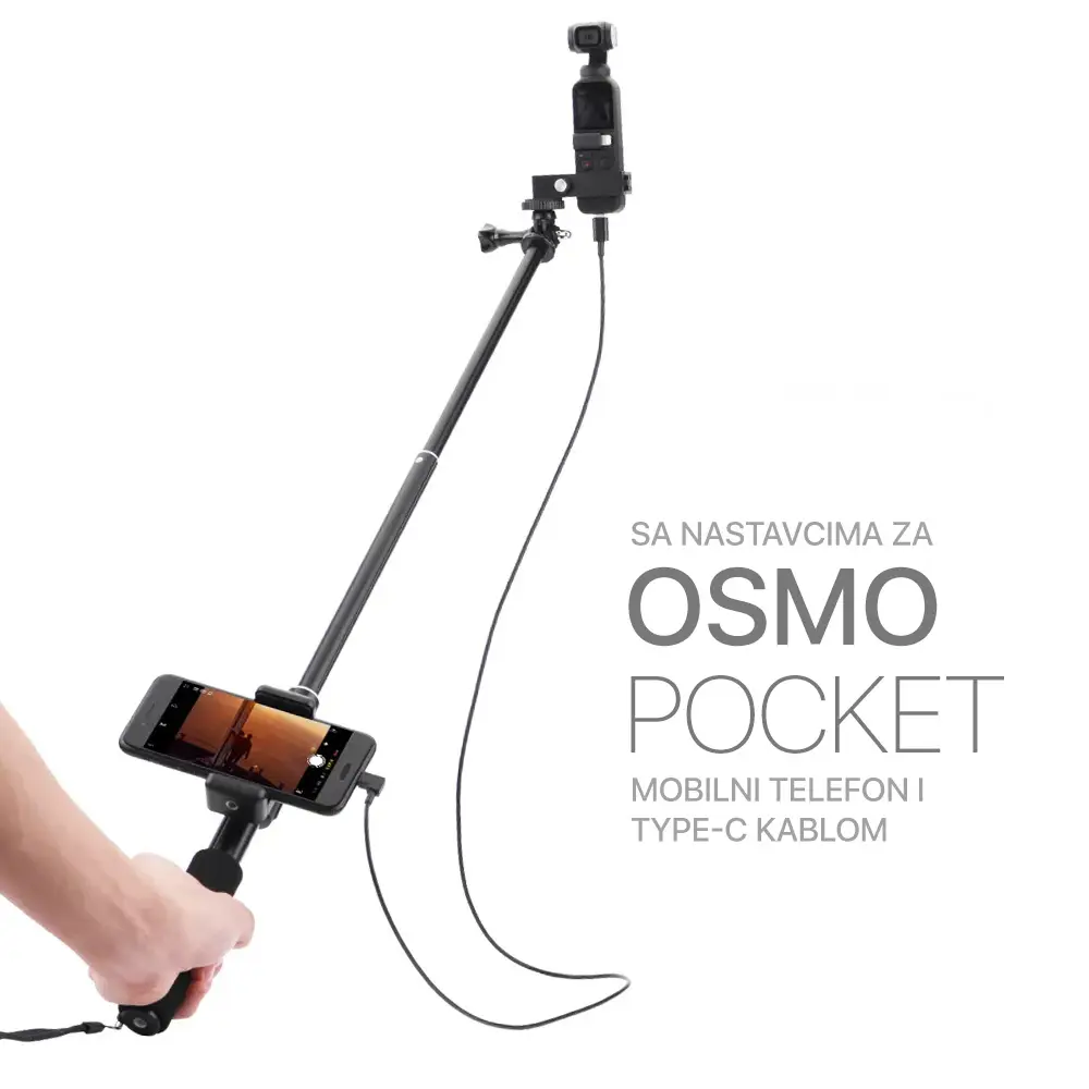 Selfie Stick sa Type C Kablom Crni