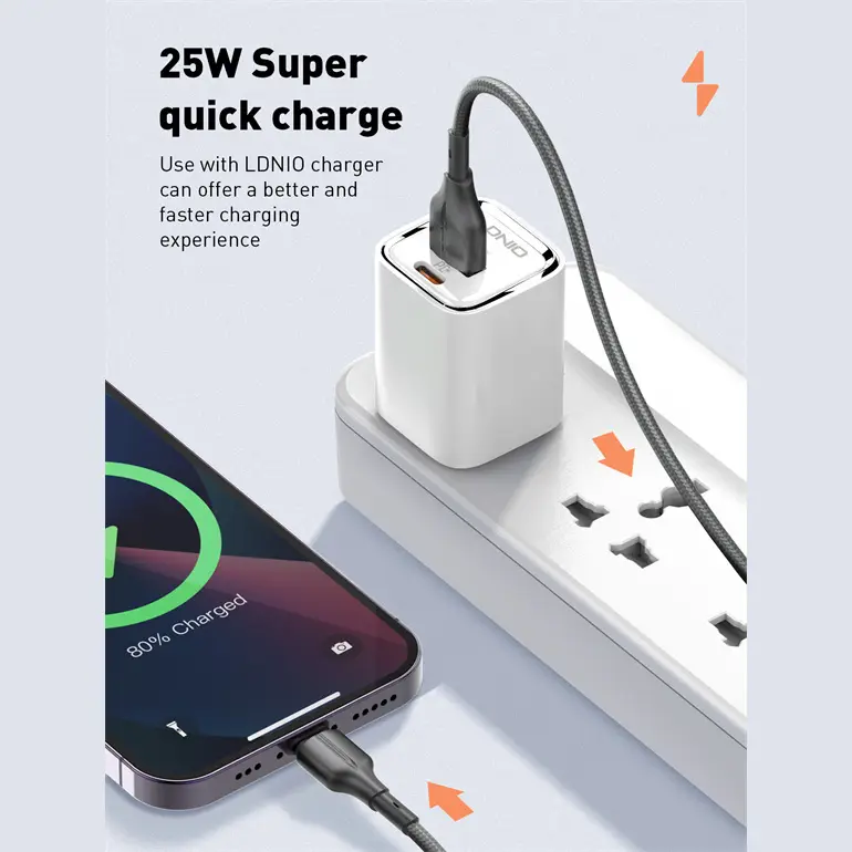Data Kabl Ldnio LS851 25W Fast Micro USB Sivi 1M