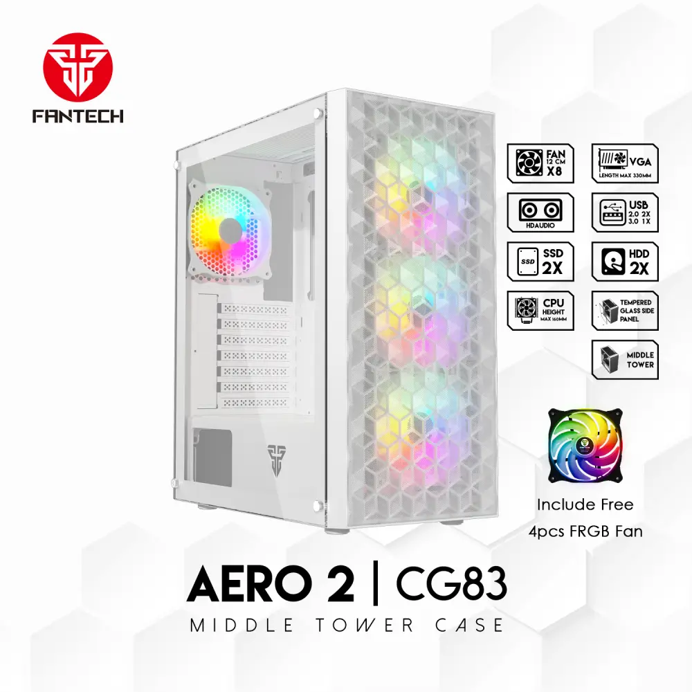 Kuciste Gaming Fantech CG83 Aero 2 Belo
