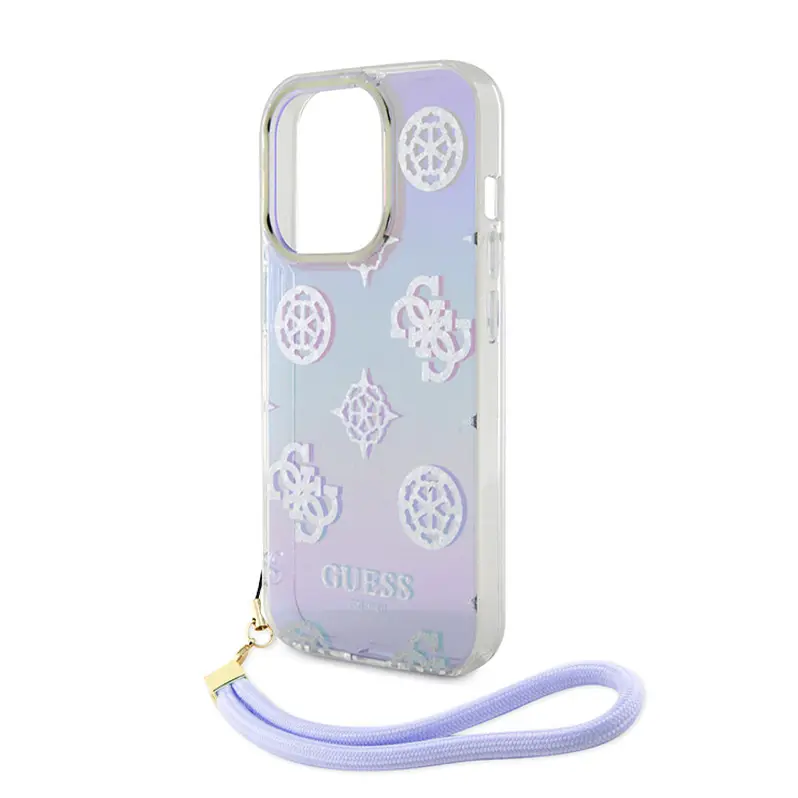 Torbica Guess Hc PC TPU Iridescent Glitter Pattern Peony Cordstrap za Iphone 15 6.1 Ljubicasta (guhcp15shpelisu)