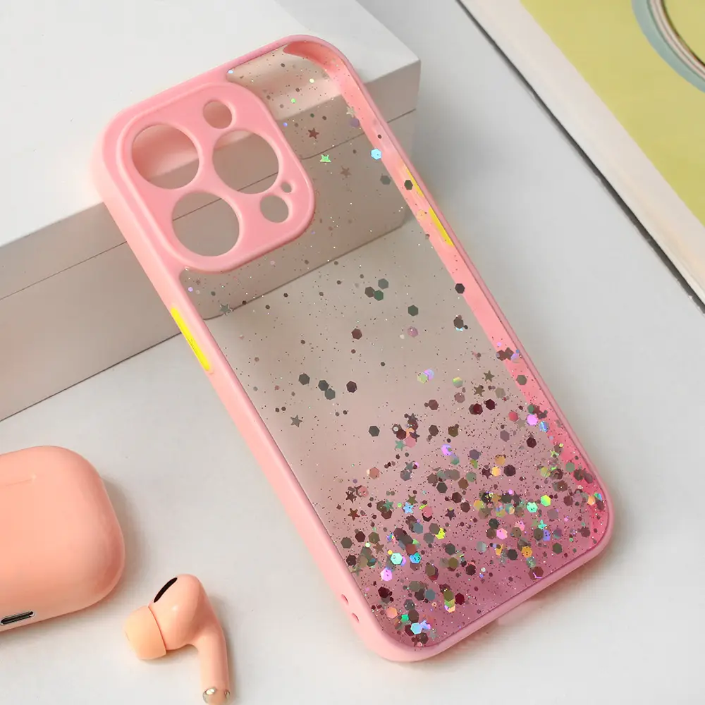 Torbica Frame Glitter za Iphone 15 Pro 6.1 Roze