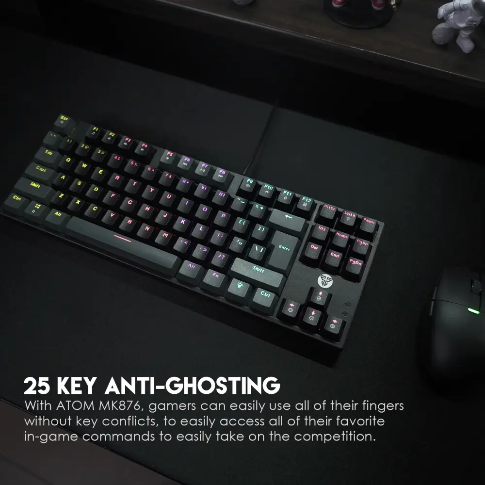 Tastatura Mehanicka Gaming Fantech MK876 RGB Atom TKL Siva (blue Switch)