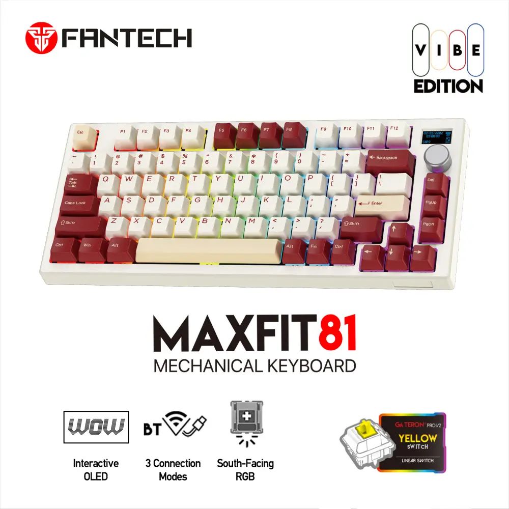 Tastatura Mehanicka Gaming Fantech MK910 RGB Vibe Maxfit 81 Royal Prince Wireless (yellow Switch)
