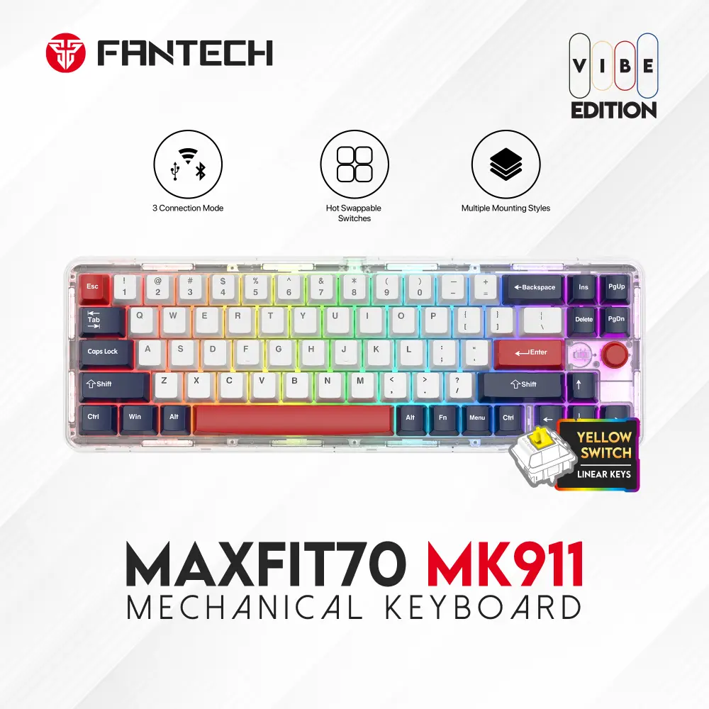 Tastatura Mehanicka Gaming Fantech MK911 RGB Vibe Maxfit 70 London Tour Wireless (yellow Switch)