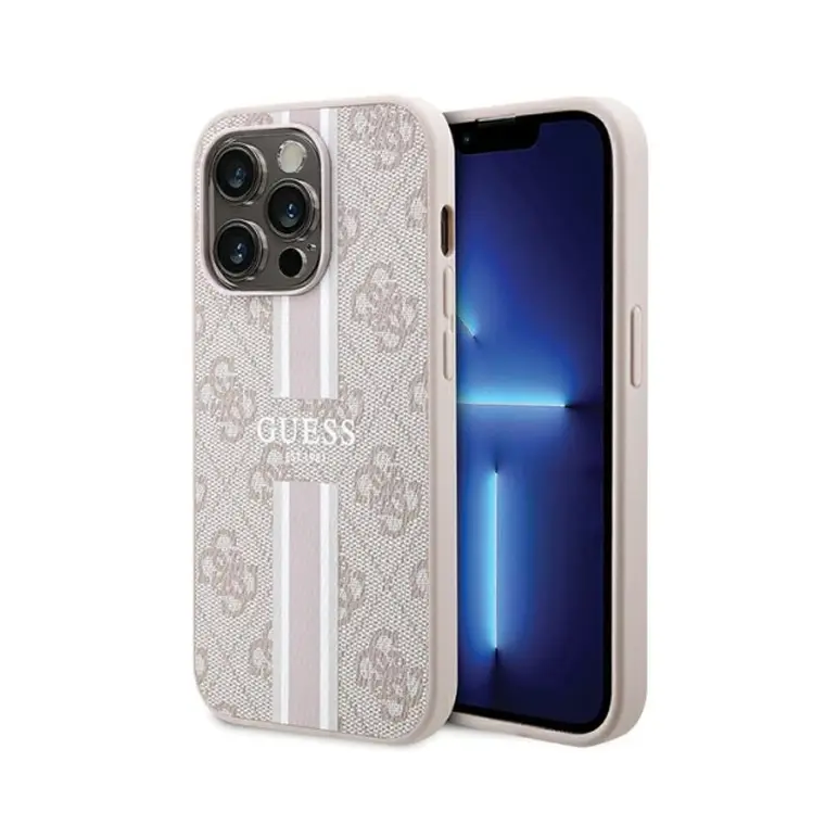 Torbica Guess Magsafe 4G Pu Printed Stripes za Iphone 15 Pro 6.1 Roze (guhmp15lp4rpsp)
