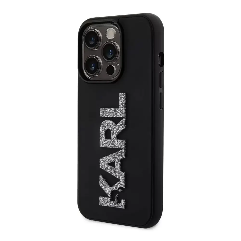 Torbica Karl Lagerfeld 3D Rubber Glitter Logo za Iphone 15 Pro Max 6.7 Crna (klhcp15x3dmbkck)