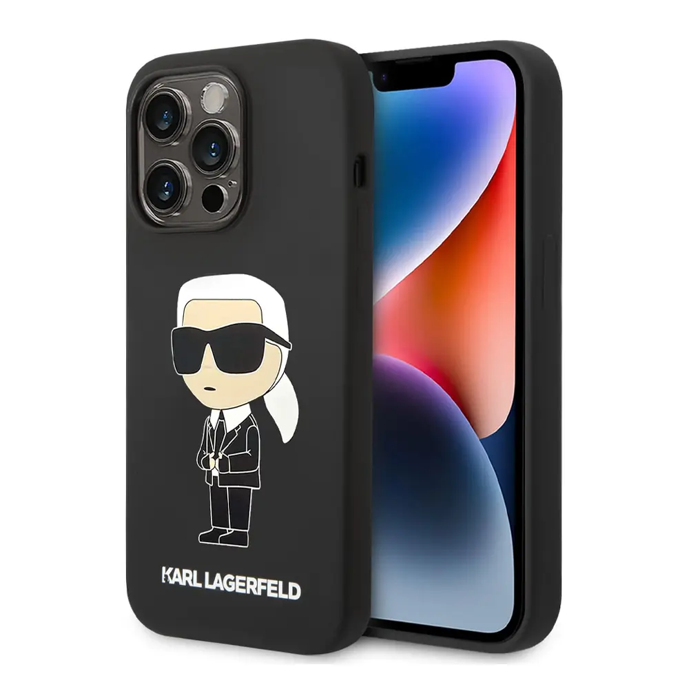 Torbica Karl Lagerfeld Hc Silicone NFT Ikonik za Iphone 15 Pro Max 6.7 Crna (klhcp15xsnikbck)