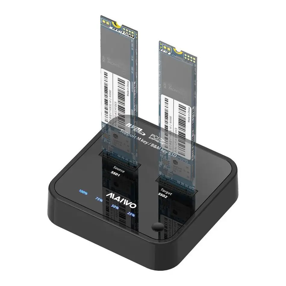 Docking Station Maiwo K3016p2, Type C 3.2 na 2X M.2 Nvme Clone Crni