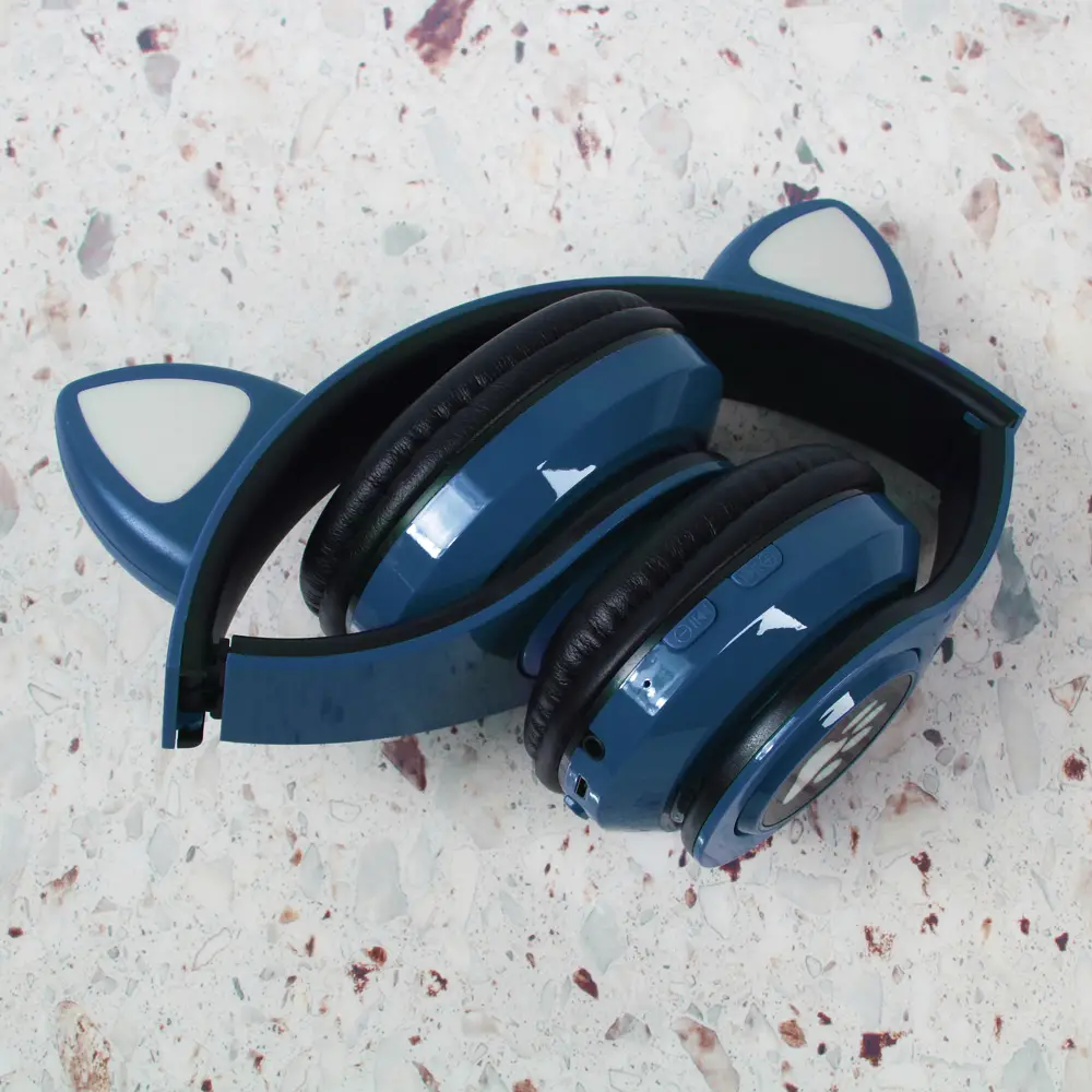 Bluetooth Slusalice Cat Ear Tamno Plave
