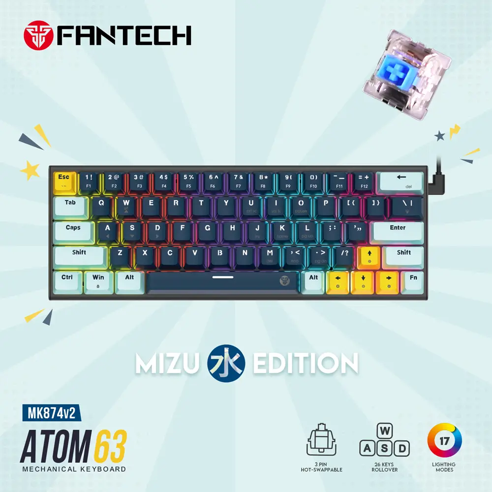 Tastatura Mehanicka Gaming Fantech MK874 RGB Atom 63 Navy (blue Switch)