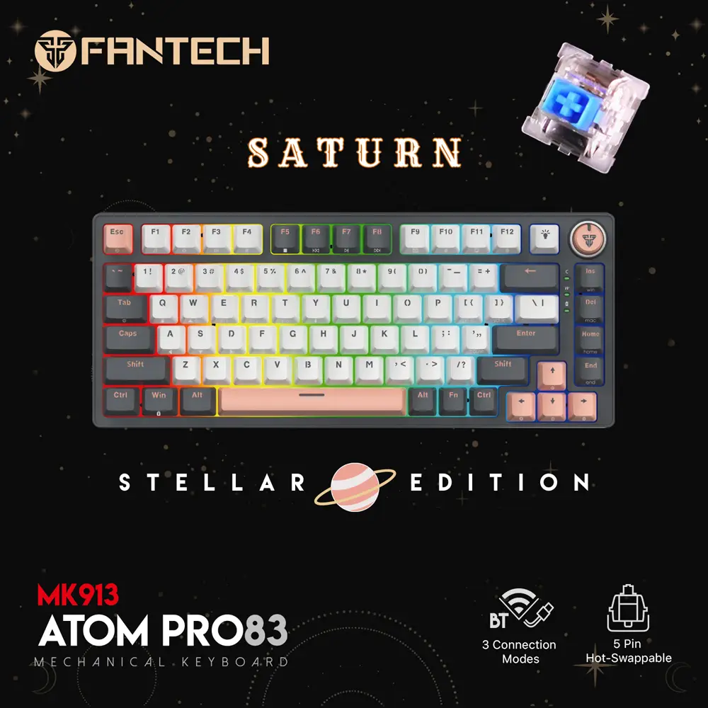 Tastatura Mehanicka Gaming Fantech MK913 RGB Atom PRO83 Wireless Saturn (blue Switch)