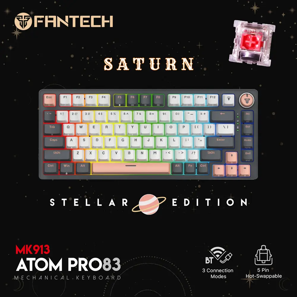 Tastatura Mehanicka Gaming Fantech MK913 RGB Atom PRO83 Wireless Saturn (red Switch)