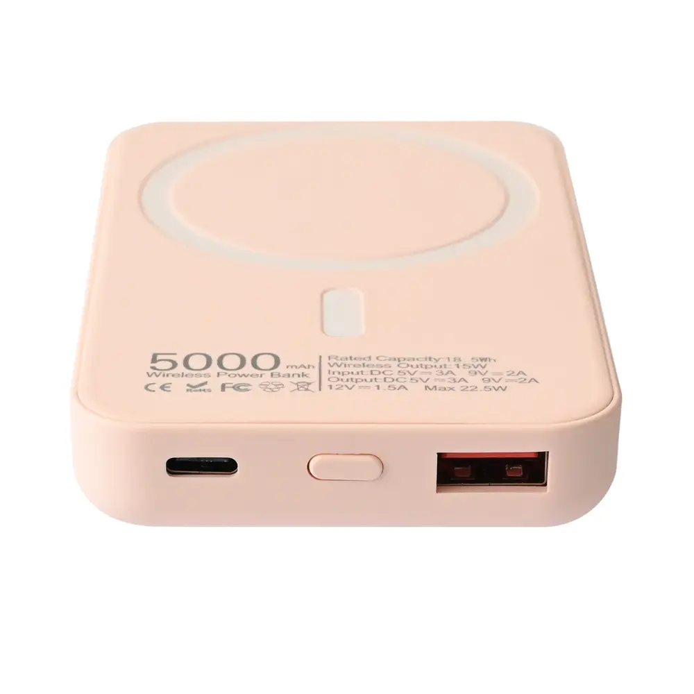 Power Bank Prenosiva Baterija Magsafe PD 5000 Mah Roze