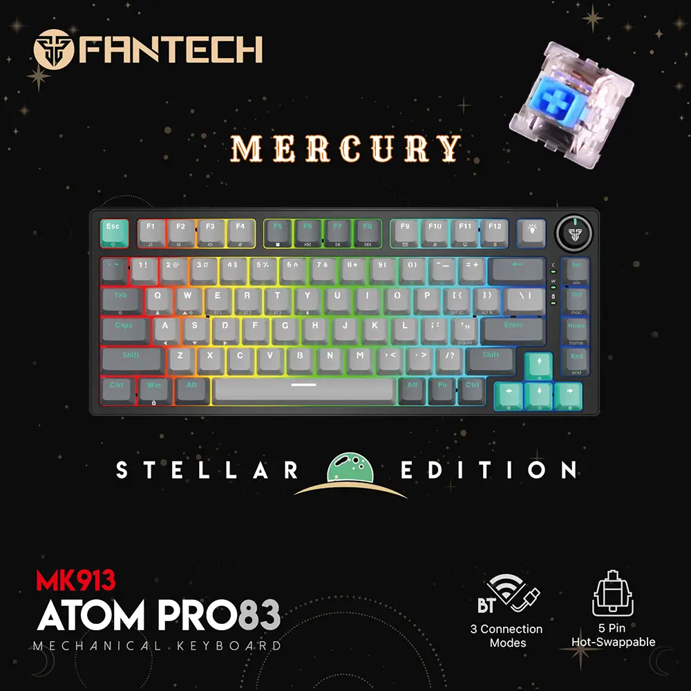 Tastatura Mehanicka Gaming Fantech MK913 RGB Atom PRO83 Wireless Mercury (blue Switch)