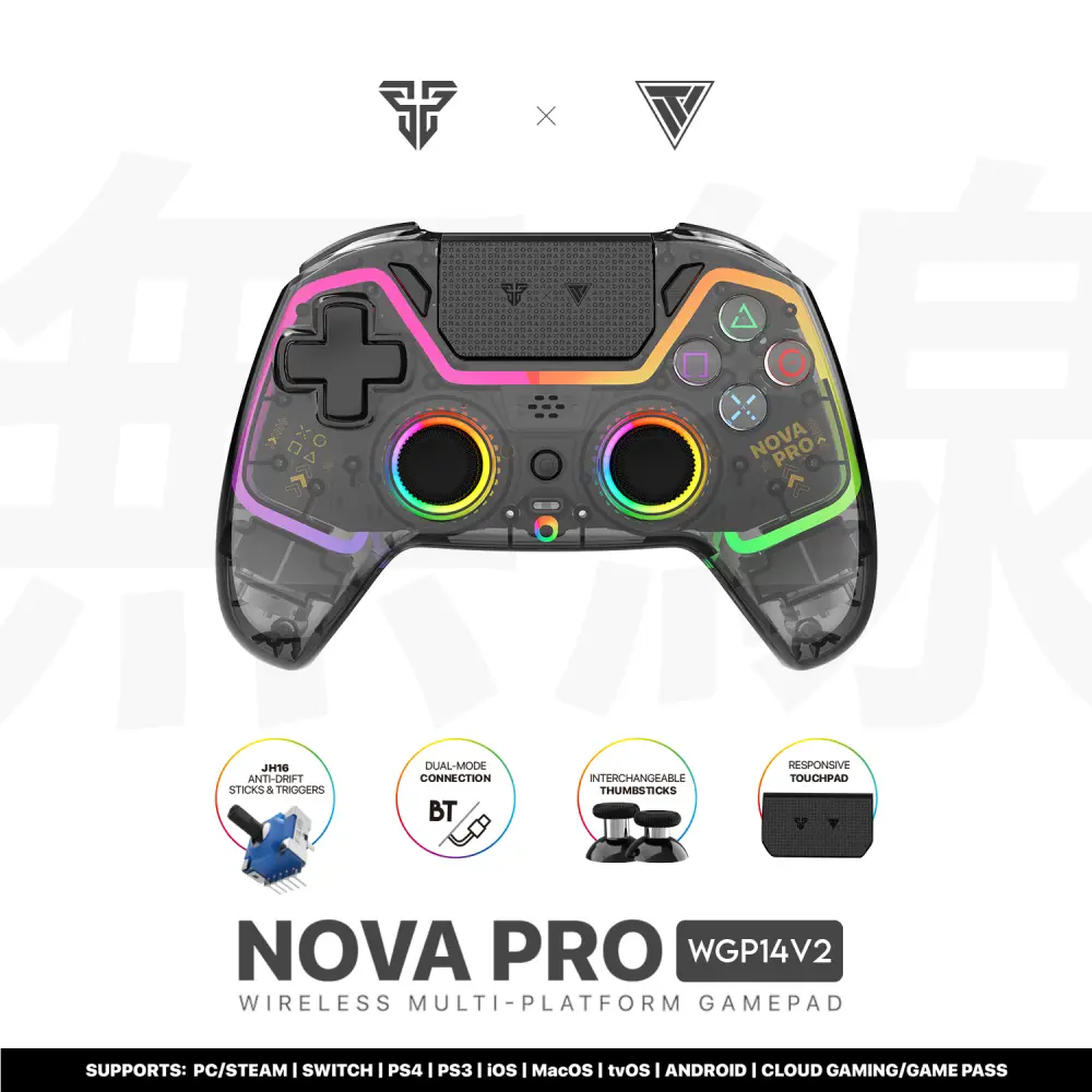 Joypad Wireless Fantech Wgp14v2 NOVA PRO Multiplatform RGB Clear Crni