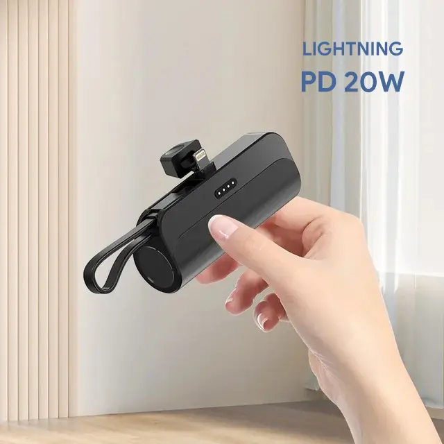 Power Bank Prenosiva Baterija Privezak 5000mah Lightning Crna