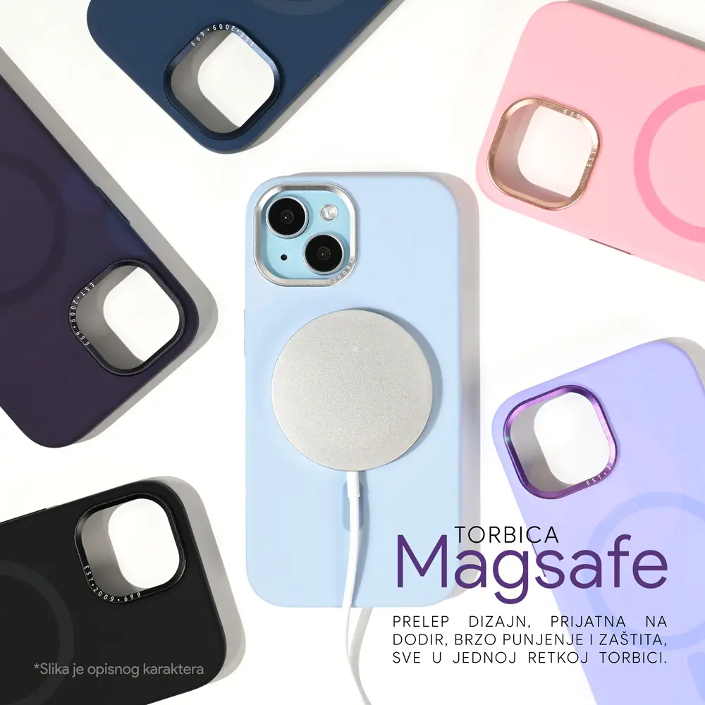 Torbica Magsafe Pure Plus za Iphone 15 Pro 6.1 Tamno Ljubicasta