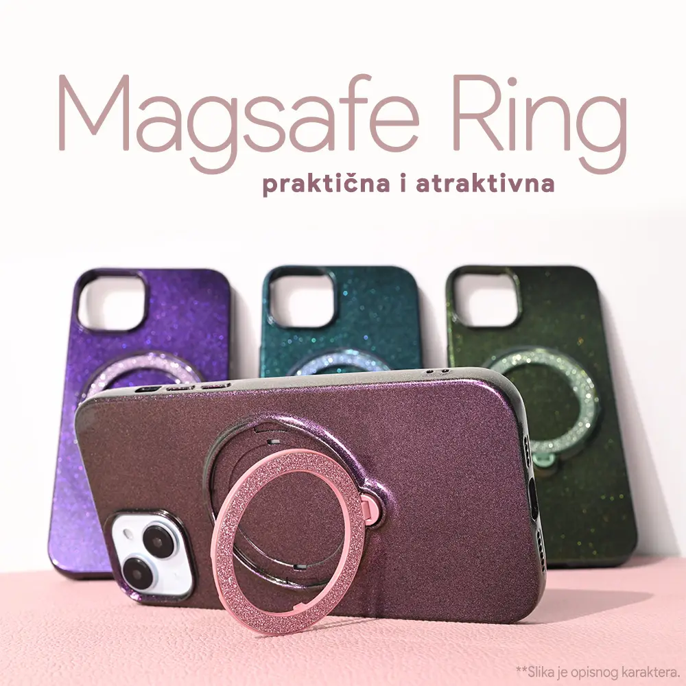 Torbica Magsafe Ring za Iphone 15 Plus 6.7 Roze