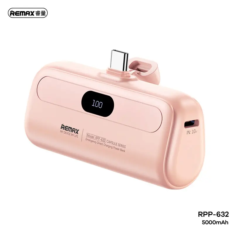 Power Bank Prenosiva Baterija Remax Capsule Series Rpp-632 2A Type C 5000mah Roze