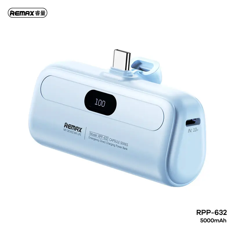Power Bank Prenosiva Baterija Remax Capsule Series Rpp-632 2A Type C 5000mah Plava