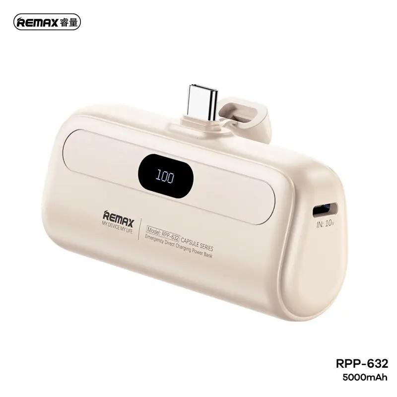 Power Bank Prenosiva Baterija Remax Capsule Series Rpp-632 2A Type C 5000mah Bela
