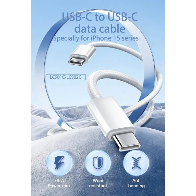 Data Kabl Ldnio Lc901-c 65W Type C na Type C Beli 1M