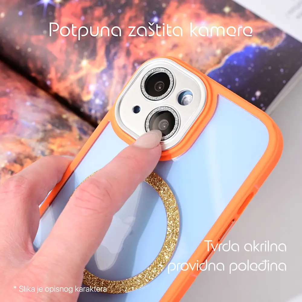 Torbica Magsafe Shining za Iphone 15 6.1 Narandzasta