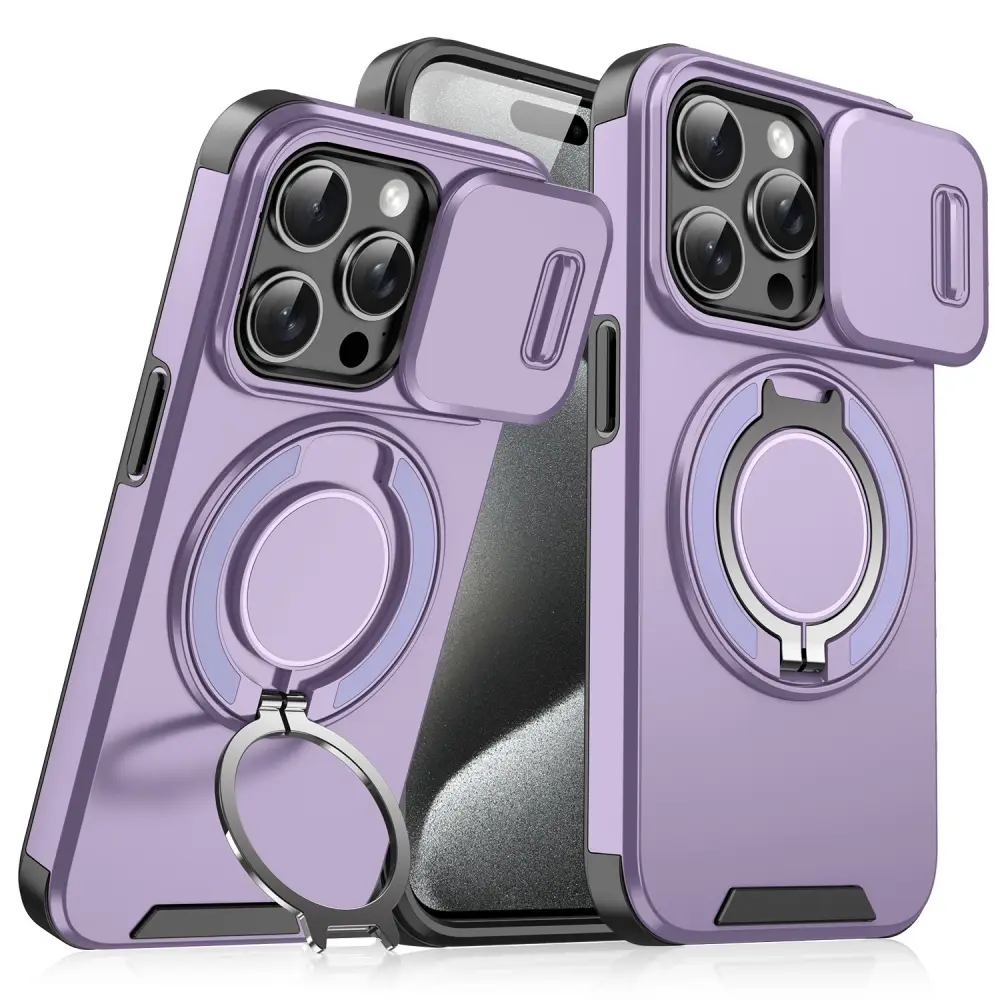 Torbica Camshield Ring Stand za Iphone 15 Pro 6.1 Ljubicasta