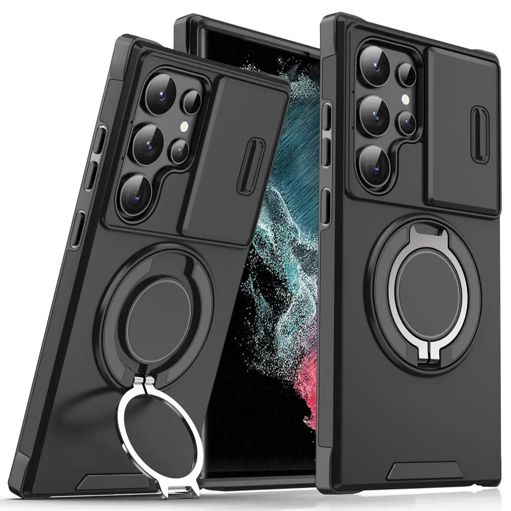 Torbica Camshield Ring Stand za Samsung S908B Galaxy S22 Ultra Crna