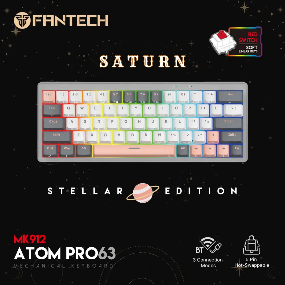 Tastatura Mehanicka Gaming Fantech MK912 RGB Atom PRO63 Wireless Saturn (red Switch)