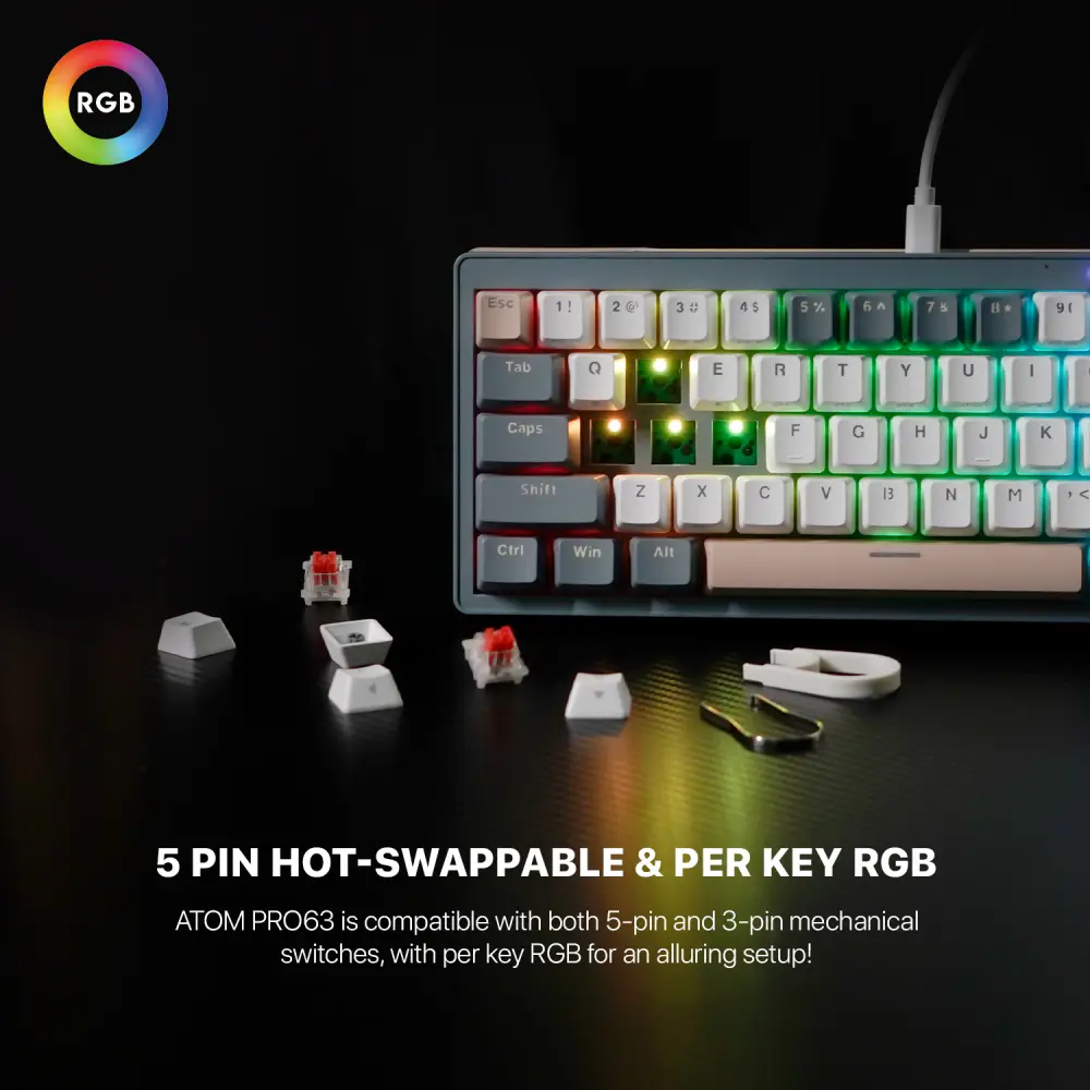 Tastatura Mehanicka Gaming Fantech MK912 RGB Atom PRO63 Wireless Saturn (red Switch)