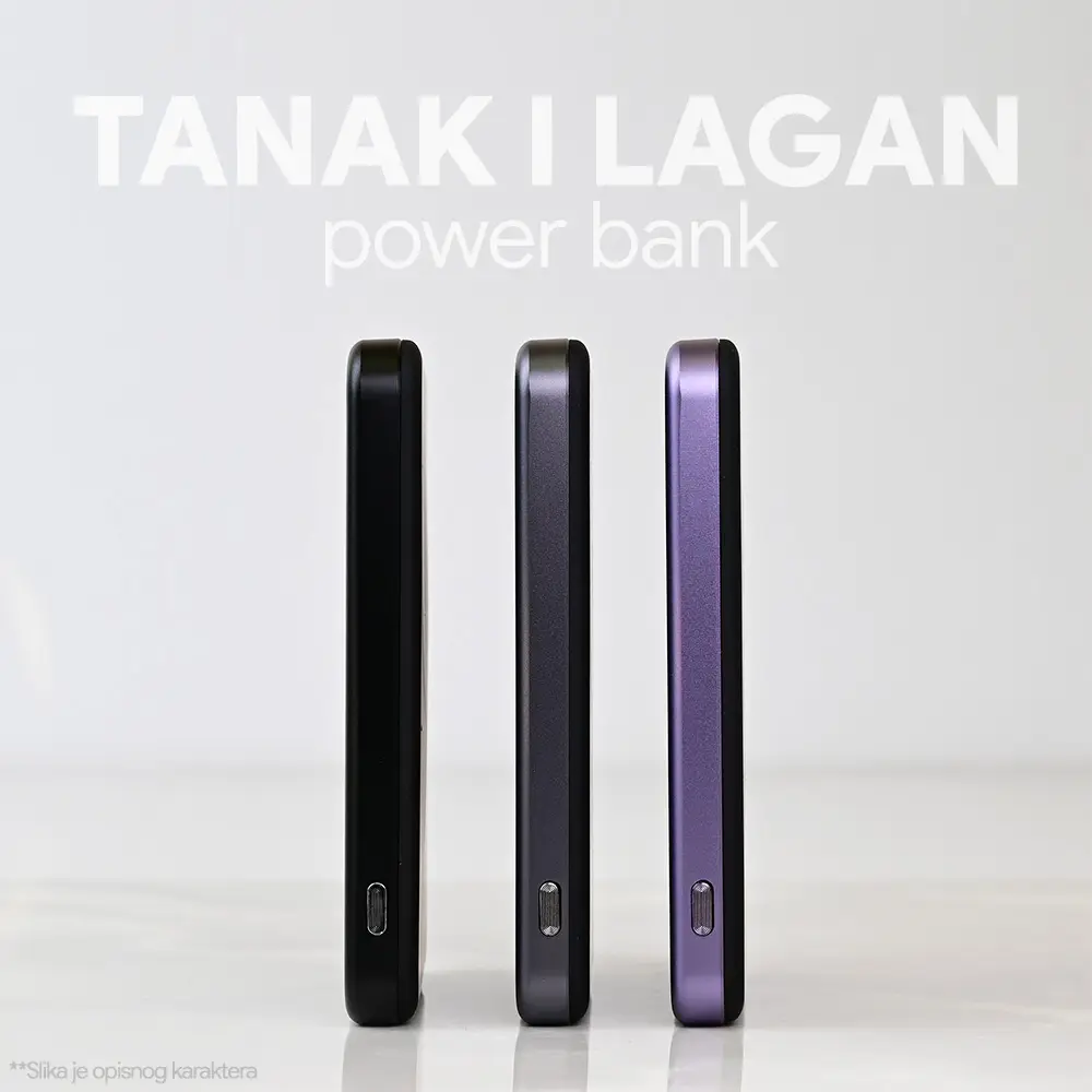 Power Bank Prenosiva Baterija Magsafe PD W52 5000mah Ljubicasta