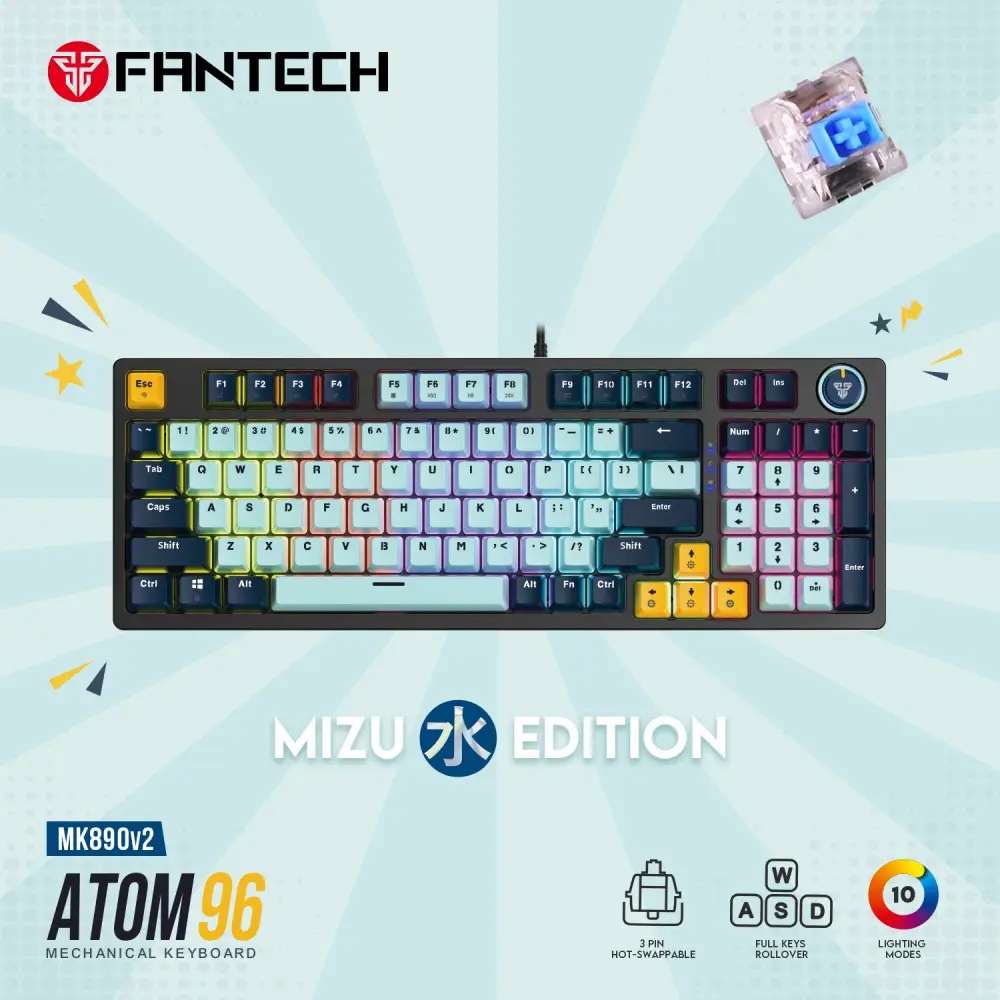 Tastatura Mehanicka Gaming Fantech MK890 RGB Atom MK96 Skyblue (blue Switch)
