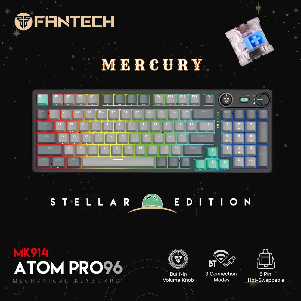 Tastatura Mehanicka Gaming Fantech MK914 RGB Atom PRO96 Wireless Mercury (blue Switch)