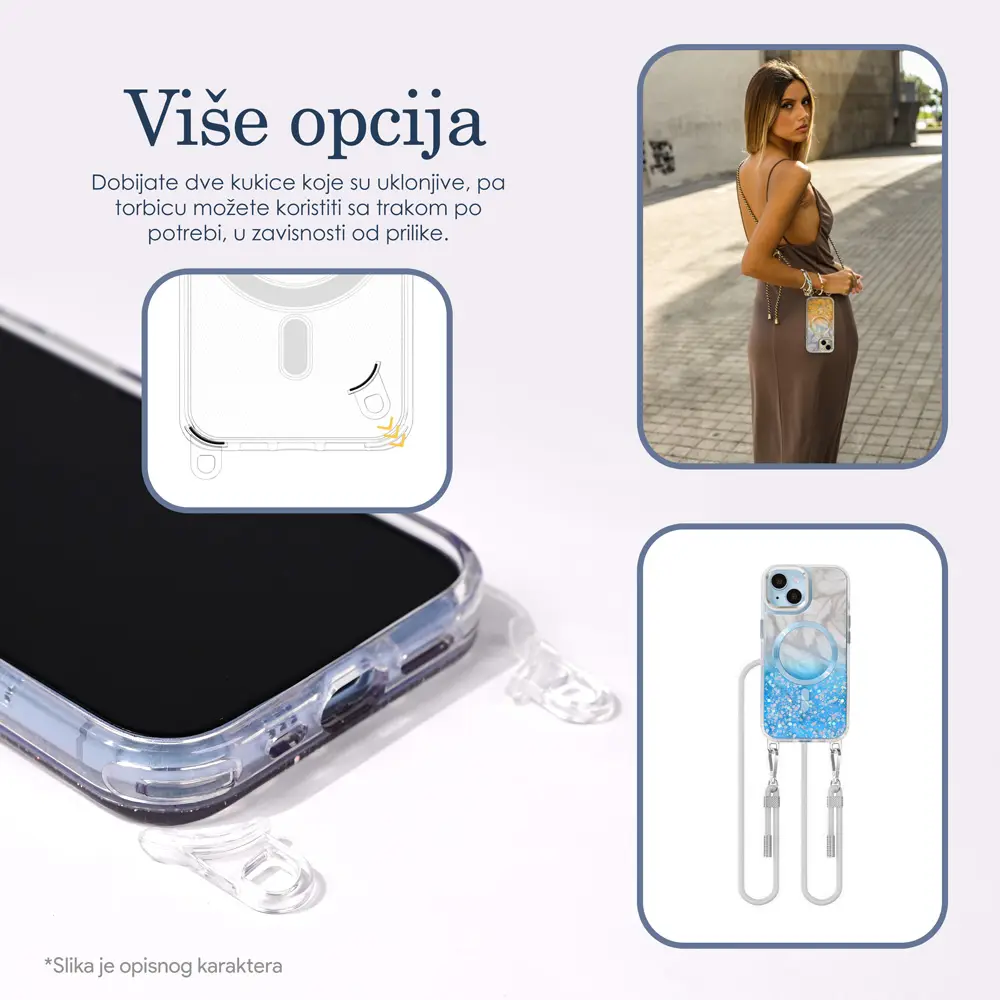 Torbica Magsafe Glitter za Iphone 15 6.1 Plava