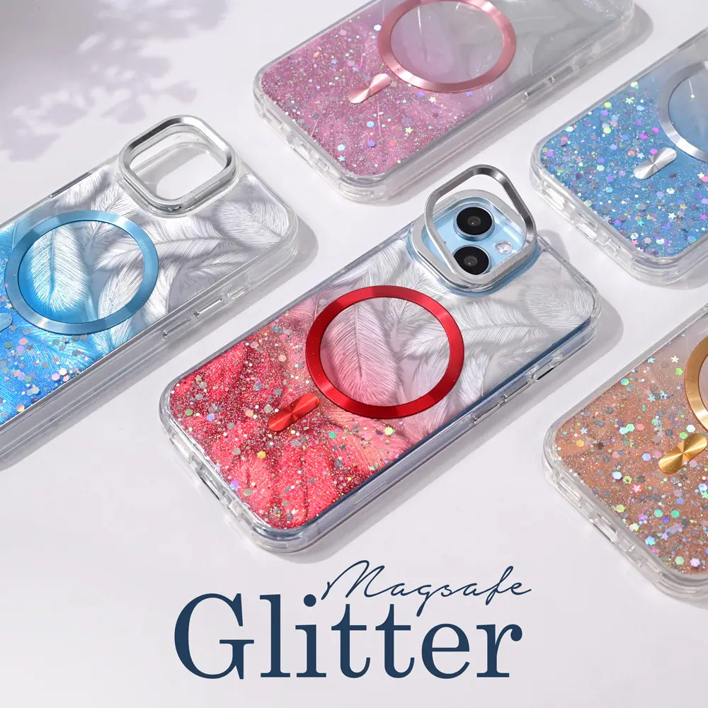 Torbica Magsafe Glitter za Iphone 16 6.1 Svetlo Plava