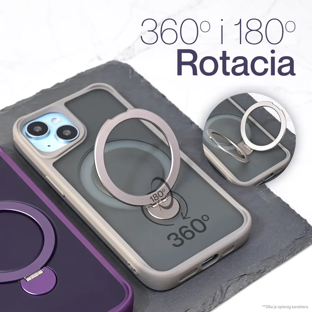 Torbica Magsafe Ring Stand za Iphone 15 Pro 6.1 Ljubicasta