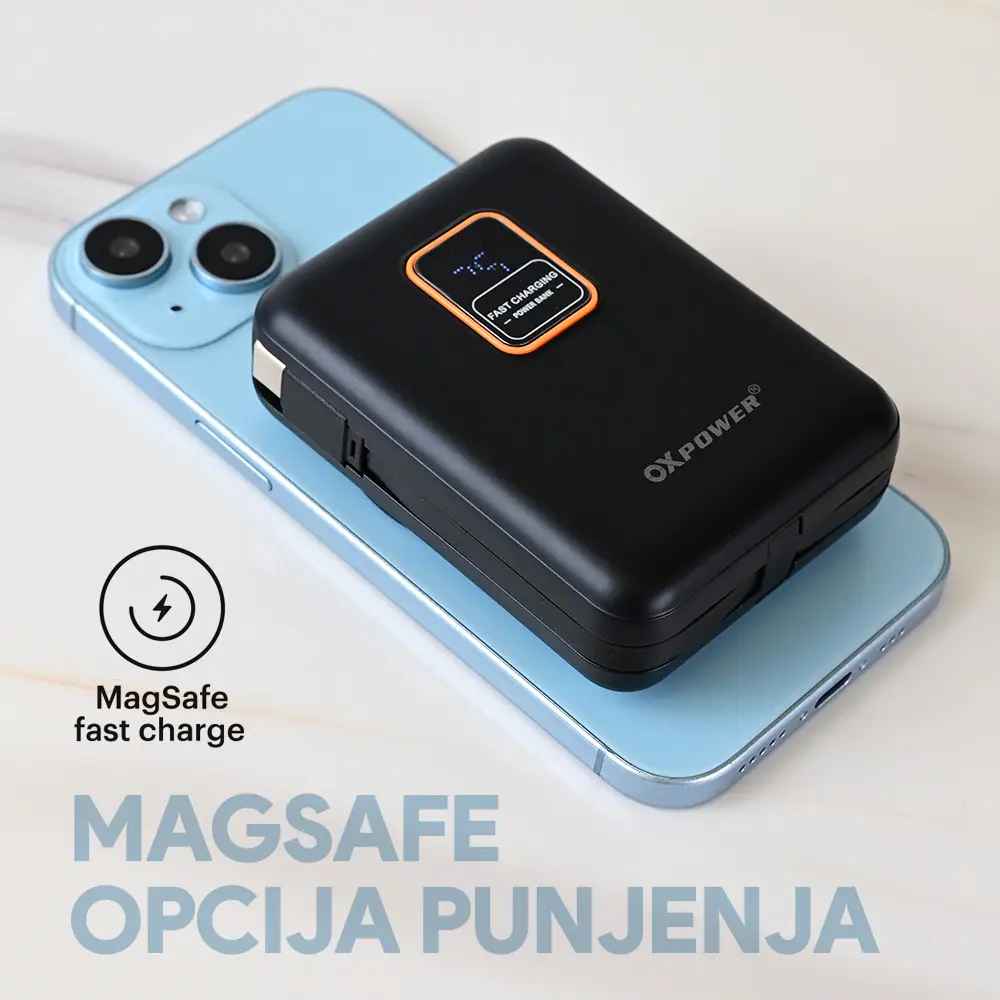 Power Bank Prenosiva Baterija Oxpower PDW11 PD QC 22.5w 12000 Mah Crna