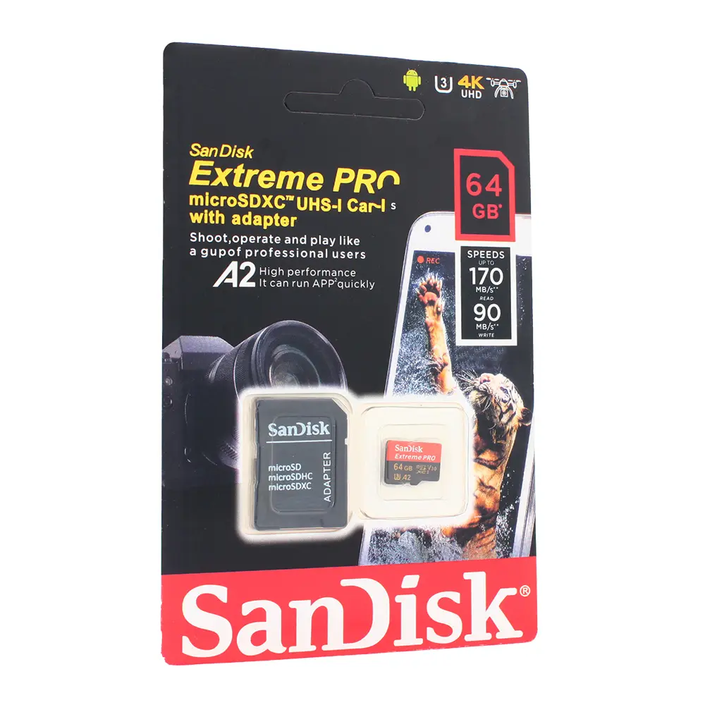 Mem. Kartica Sandisk SDHC 64GB Extreme PRO 4K UHD V30 sa Adapterom ZJ CN