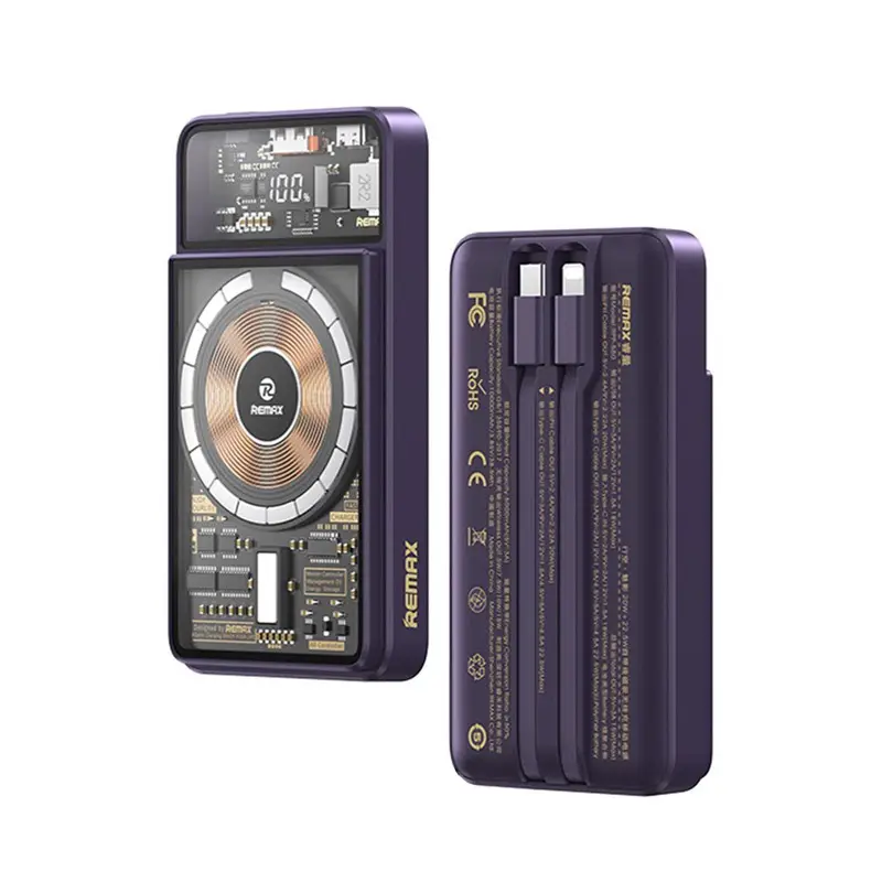 Power Bank Prenosiva Baterija Remax Phantom Series Rpp-580 PD 20w+qc 22.5w 10000mah Ljubicasti