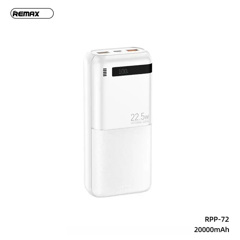 Power Bank Prenosiva Baterija Remax Piloteer Series Rpp-72 20w+22.5w Fast Charging 20000mah Beli