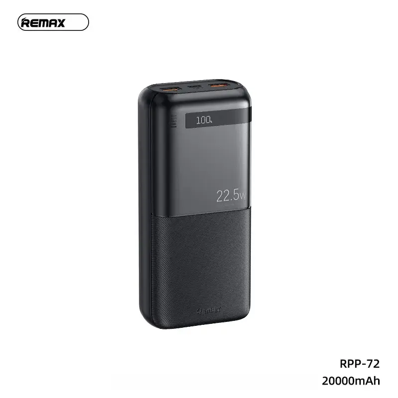 Power Bank Prenosiva Baterija Remax Piloteer Series Rpp-72 20w+22.5w Fast Charging 20000mah Crni