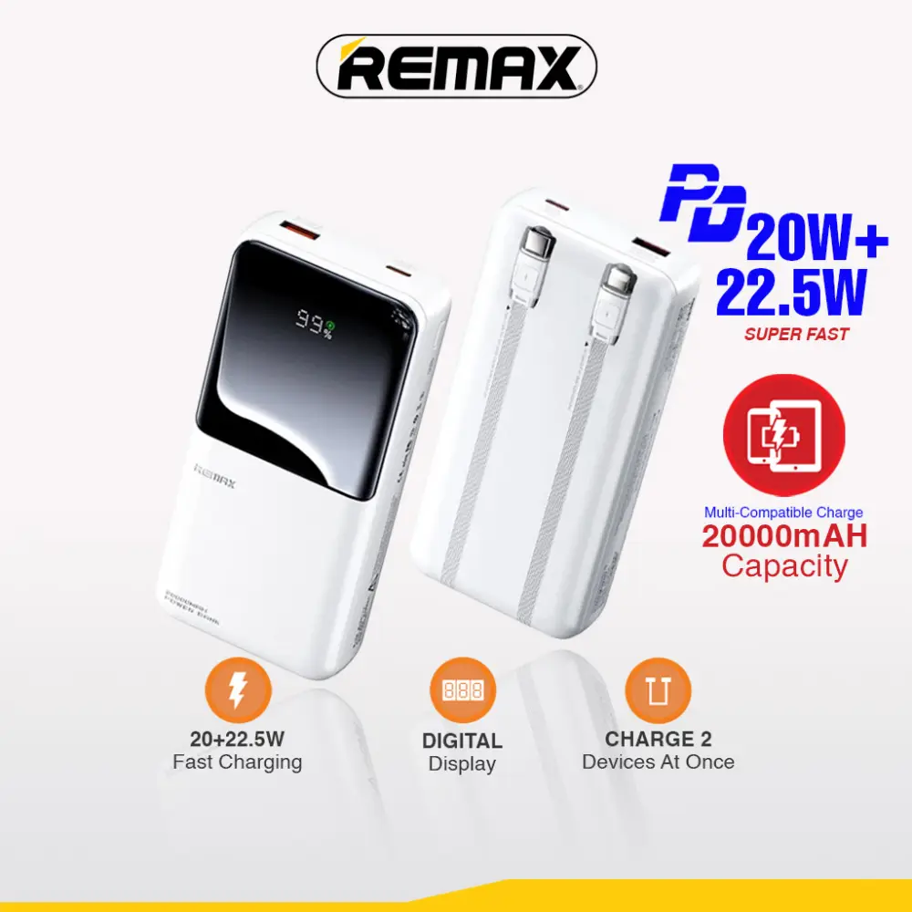 Power Bank Prenosiva Baterija Remax Cynlle Series Rpp-680 PD 20w+qc 22.5w 20000mah Beli