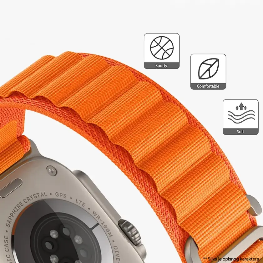 Narukvica Moye Smart Watch Alpine Loop Strap 44/45/49mm Orange With Starlight
