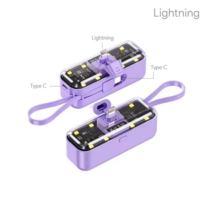 Power Bank Prenosiva Baterija Privezak Oxpower 5000mah Lightning Ljubicasta